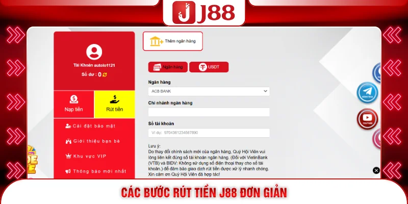 Các bước rút tiền J88 đơn giản